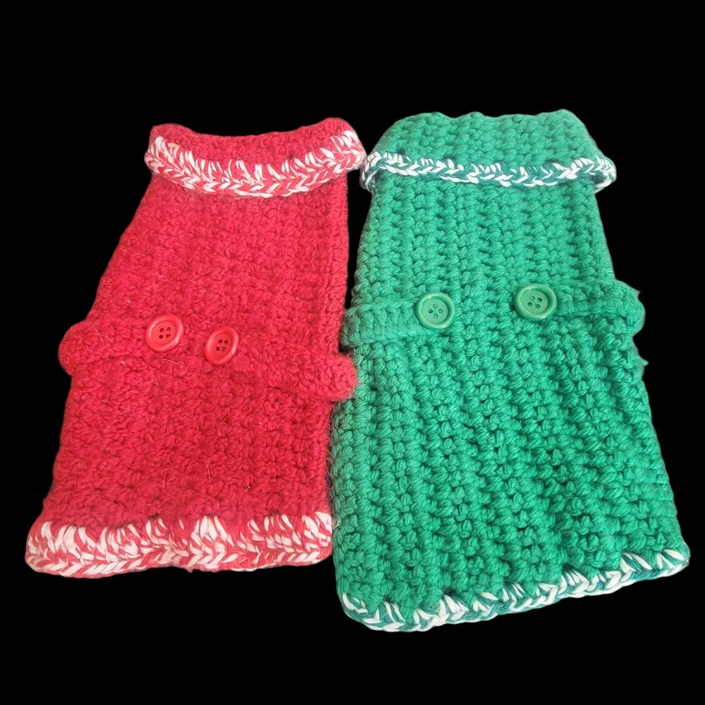 2 Dog Heavy Coats Sweaters Size Med Warm Winter Cable Knit Great for Holdiays
